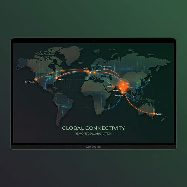 Global reach map showing connections worldwide